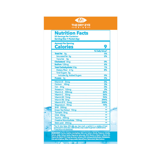 Dry Eye Drink™ Daytime – Doctor-Formulated Hydration for Dry Eye Support (Orange, 20 Packets)