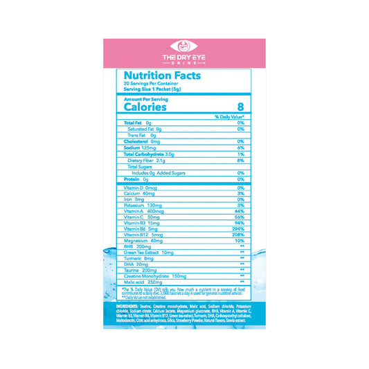 Dry Eye Drink™ Daytime – Doctor-Formulated Hydration for Dry Eye Support (Strawberry Lemonade, 20 Packets)