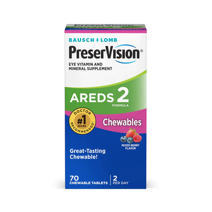PreserVision® AREDS 2 Chewable Eye Vitamins & Minerals for Macular Health Support, Beta-Carotene Free, 60 Chewable Tablets