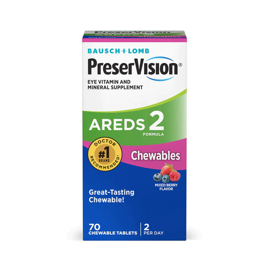 PreserVision® AREDS 2 Chewable Eye Vitamins & Minerals for Macular Health Support, Beta-Carotene Free, 60 Chewable Tablets