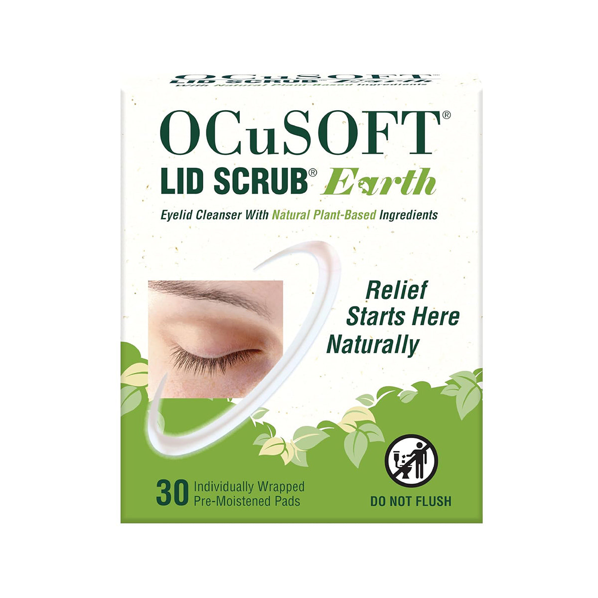 OCuSOFT Lid Scrub Earth Natural Plant-Based Eyelid Cleanser, Individually Wrapped Pads (30 Count)