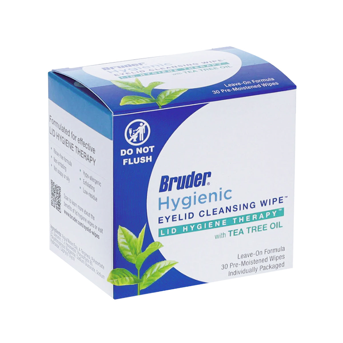 Bruder Hygienic Eyelid Cleansing Wipes with Tea Tree Oil – Gentle Lid & Lash Hygiene, 30 Count
