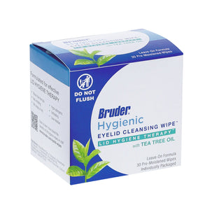 Bruder Hygienic Eyelid Cleansing Wipes with Tea Tree Oil – Gentle Lid & Lash Hygiene, 30 Count