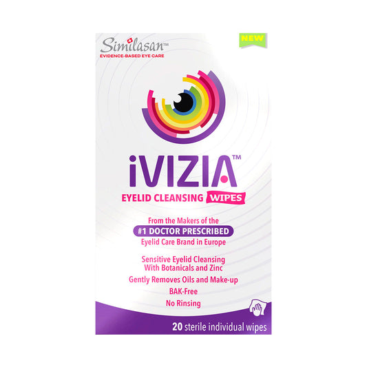 iVIZIA Eyelid Cleansing Wipes – Micellar, Preservative-Free, No-Rinse Gentle Eye Makeup Remover, 20 Count