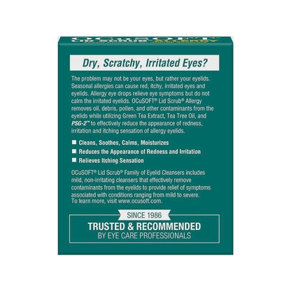 Ocusoft Lid Scrub® Allergy Relief Eyelid Cleanser – Soothing Pre-Moistened Wipes (30 Count)