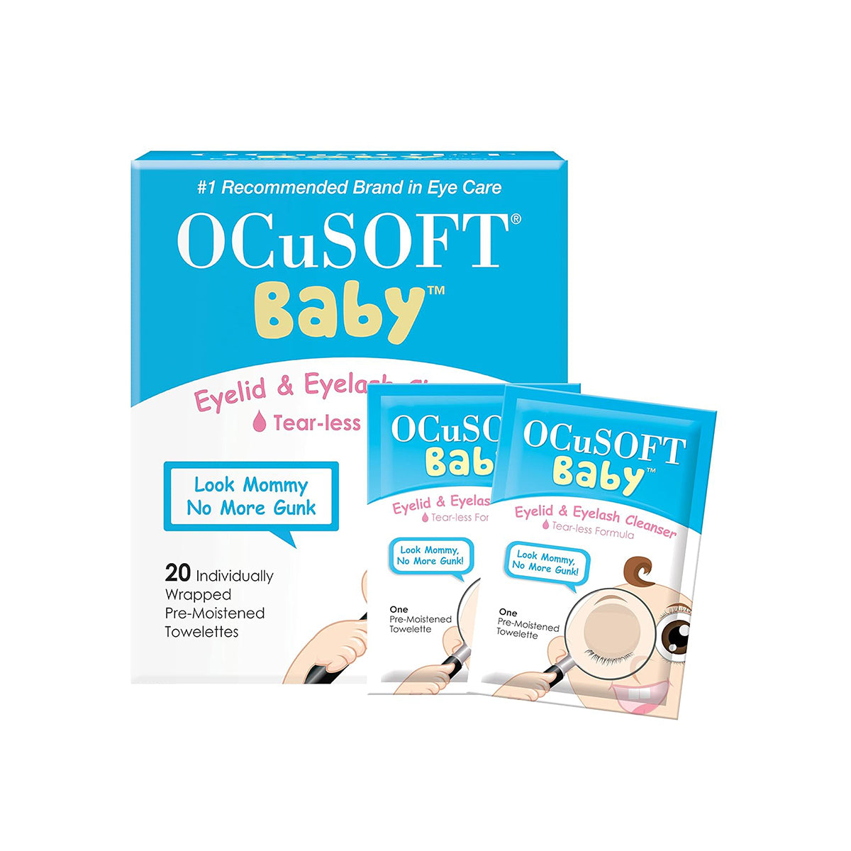 OCuSOFT® Baby Eyelid & Eyelash Cleansing Wipes – Tear-Free, Hypoallergenic (20 Count)