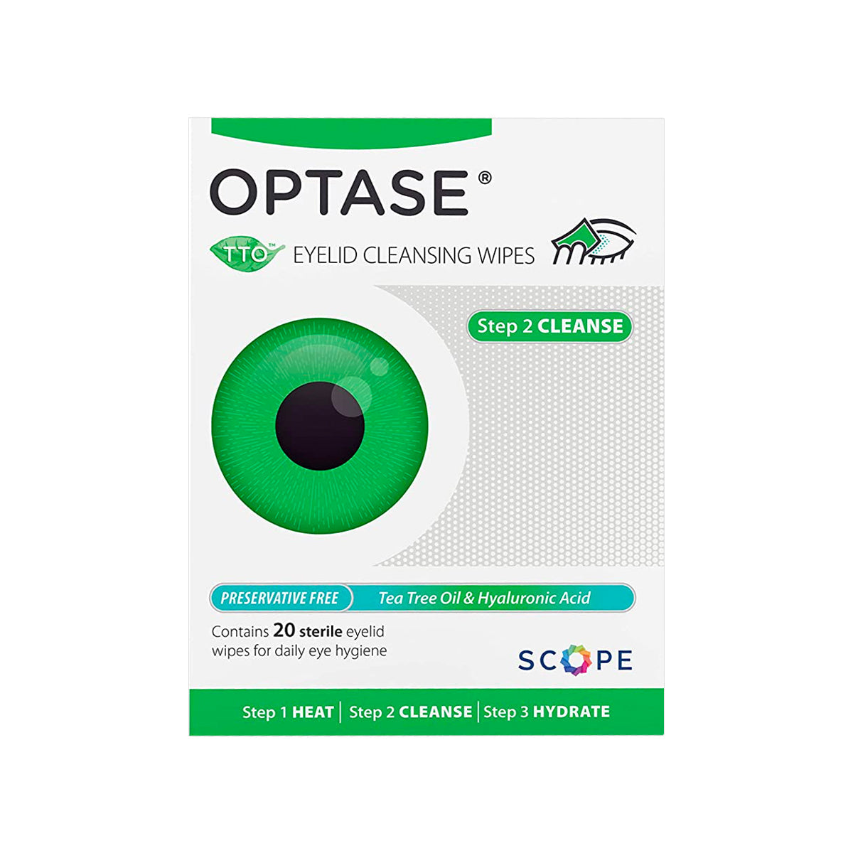 Optase® Tea Tree Oil Eyelid Wipes – Preservative-Free Lid & Lash Cleansing Wipes (Box of 20)