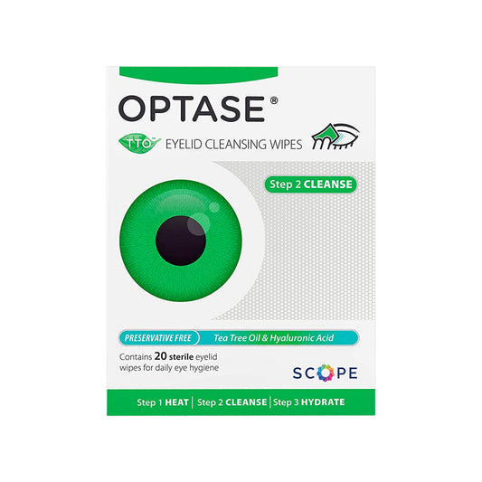 Optase® Tea Tree Oil Eyelid Wipes – Preservative-Free Lid & Lash Cleansing Wipes (Box of 20)