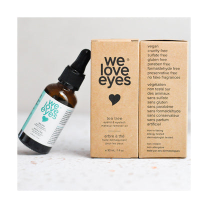 We Love Eyes 100% Natural Tea Tree Makeup Remover Oil – Gentle Waterproof Makeup & Eyeliner Remover, 30mL