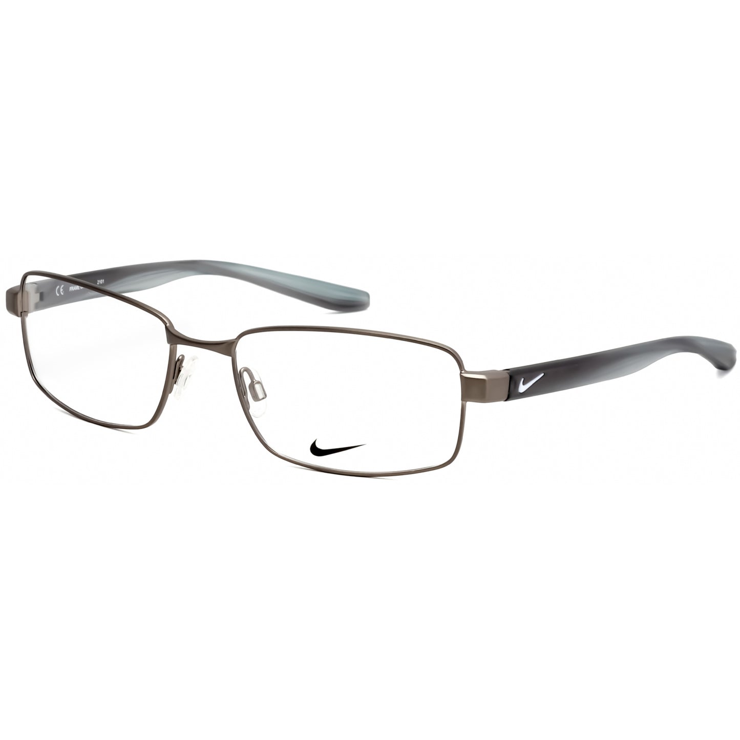 Pair of eyeglasses with Nike logo on a white background