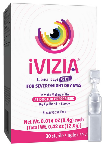 iVIZIA Lubricant Eye Gel for Severe Dry Eye & Overnight Relief – Preservative-Free, 30 Sterile Single-Use Vials