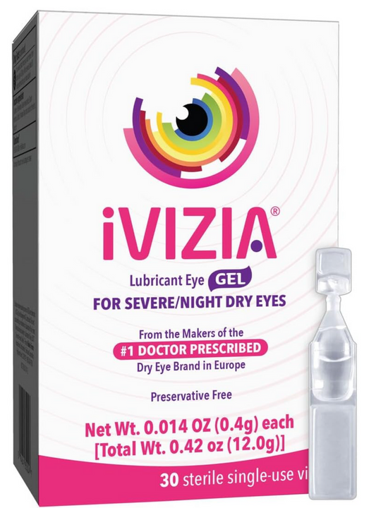 iVIZIA Lubricant Eye Gel for Severe Dry Eye & Overnight Relief – Preservative-Free, 30 Sterile Single-Use Vials